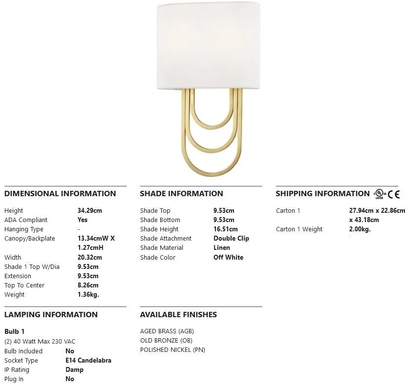 Aplica de perete design modern FARAH alama antichizata