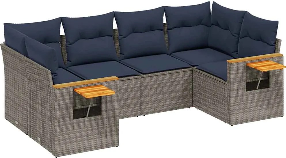 vidaXL Set canapele de grădină cu perne, 6 piese, gri, poliratan