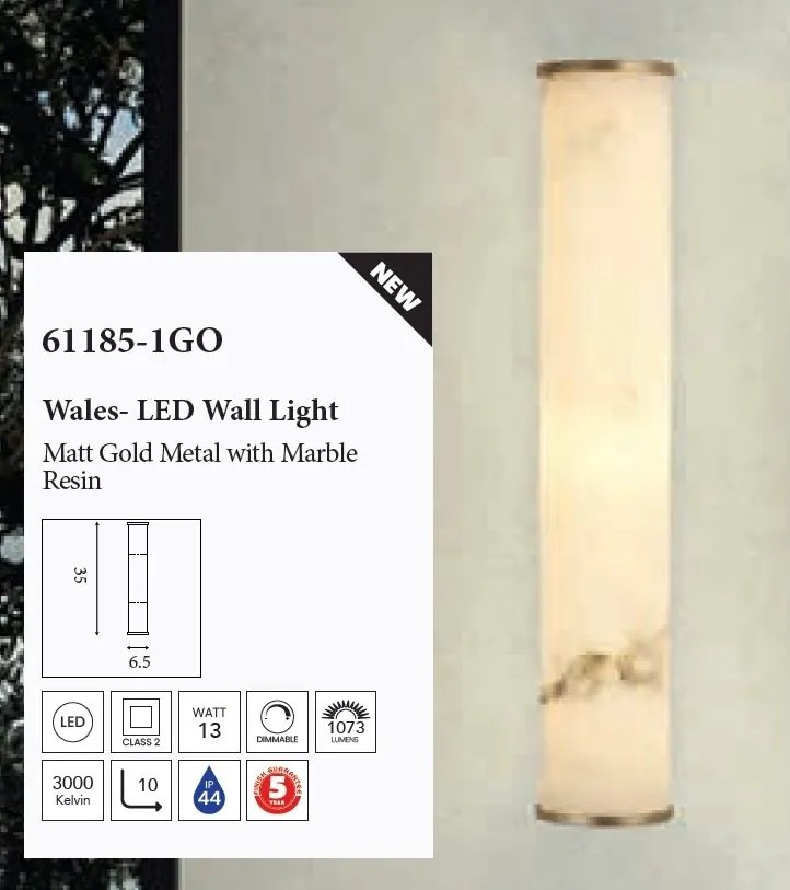 Aplica LED de perete baie metal aurie Wales