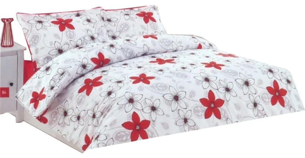 Lenjerie pat CASA GINO® Flower Power, bumbac satinat, 4 piese,cearceaf 200X240, fata pilota 180X240, 2 X fete perna 50X70