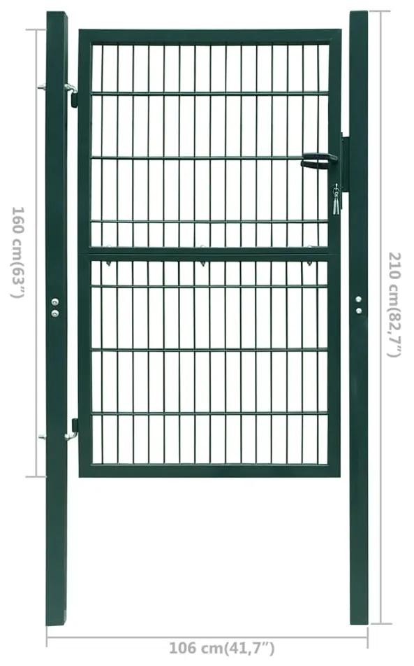 Poarta pentru gard 2D (simpla), verde, 106x210 cm Verde, 106 x 210 cm