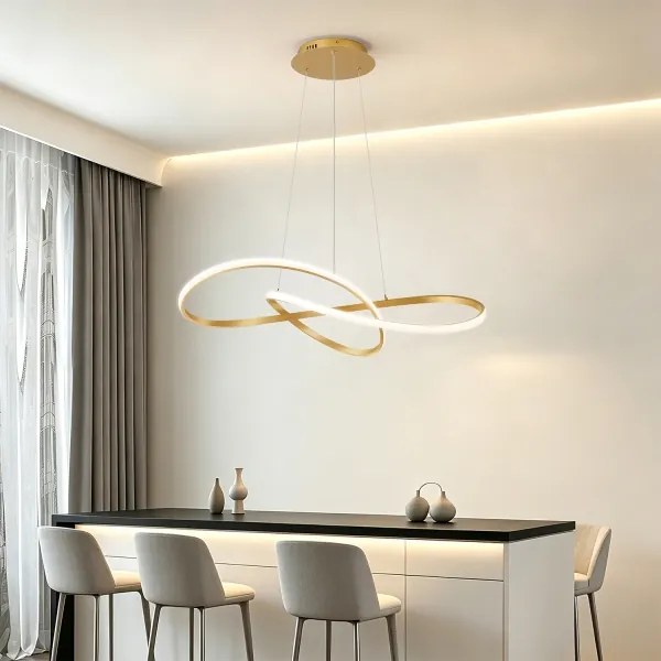 Brilagi - Lustră LED reglabilă suspendată pe cablu INFINITY LED/80W/230V 80x80 cm aurie + telecomandă