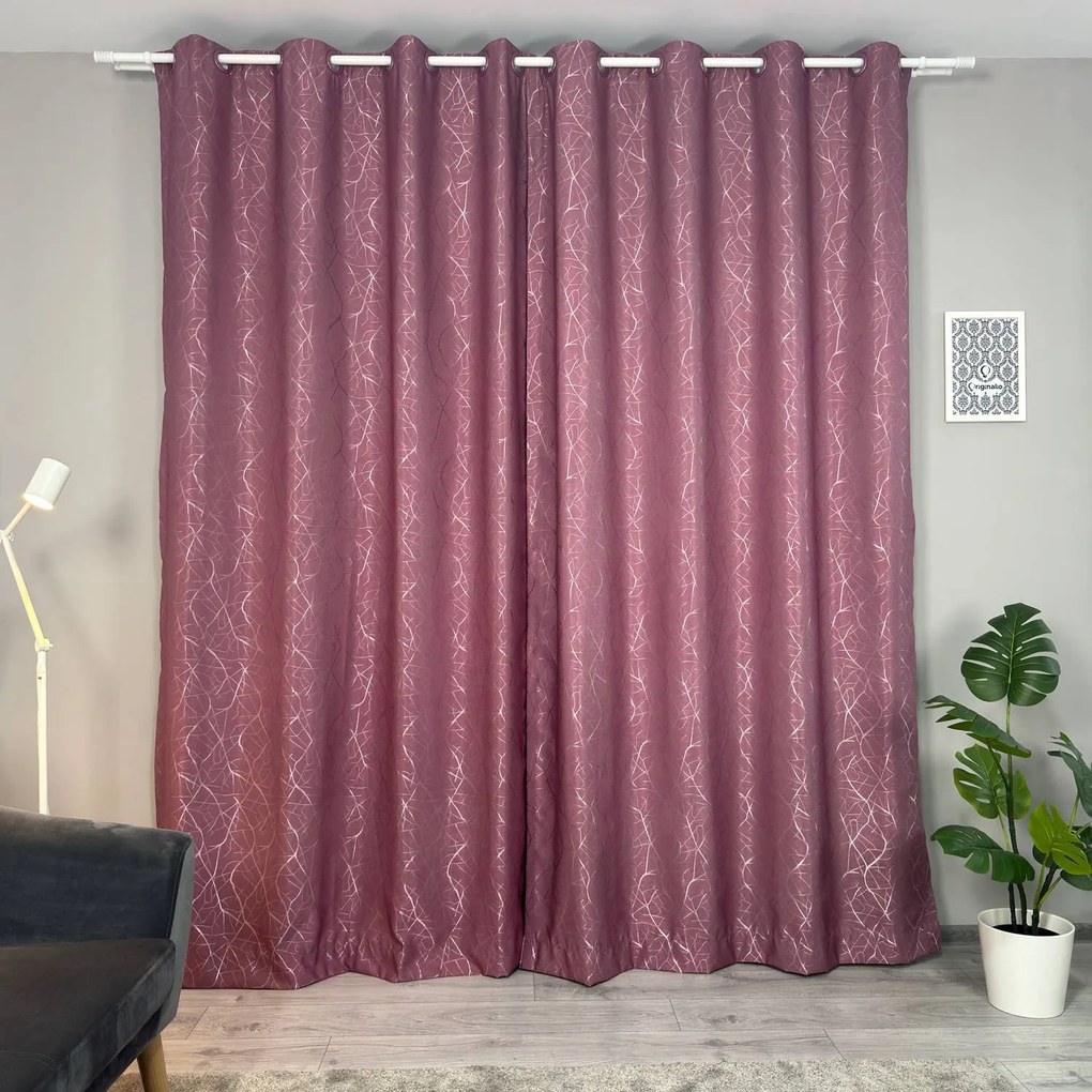 Set două Draperii (Opacitate 90-100%), din Stofă premium (Model brodat), Gata lucrate (Inele galerie), Culoare Vișiniu (Burgundy), Dimensiuni draperie 160x260 cm (x2), Brand Originalio