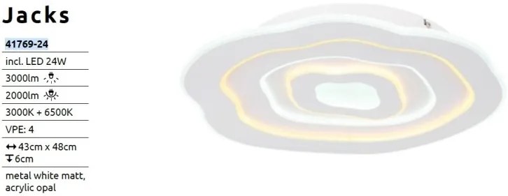 Plafoniera LED design modern Jacks alb