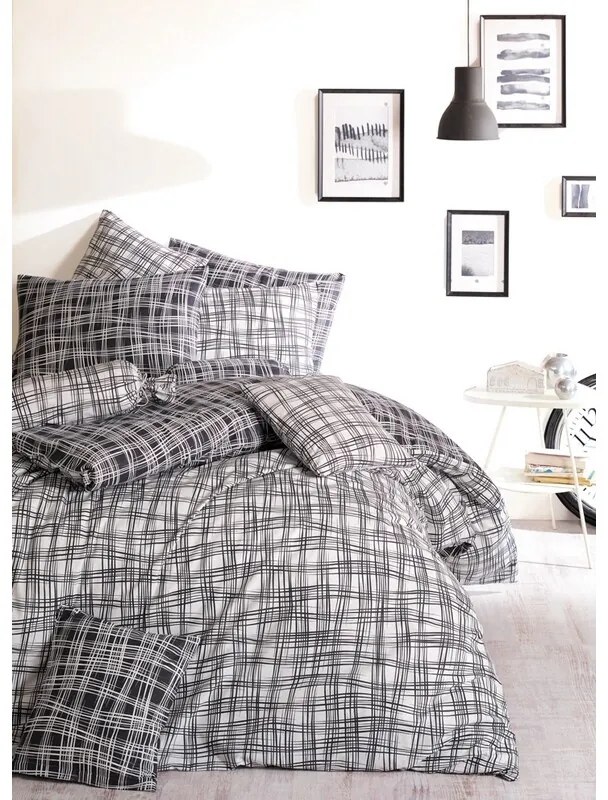 BedTex Lenjerie de pat din bumbac Straw negru, 220x 200 cm, 2 bucăți 70 x 90 cm