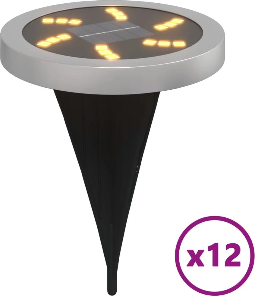 vidaXL Lămpi solare cu țăruși de sol pentru exterior, 12 buc. alb cald