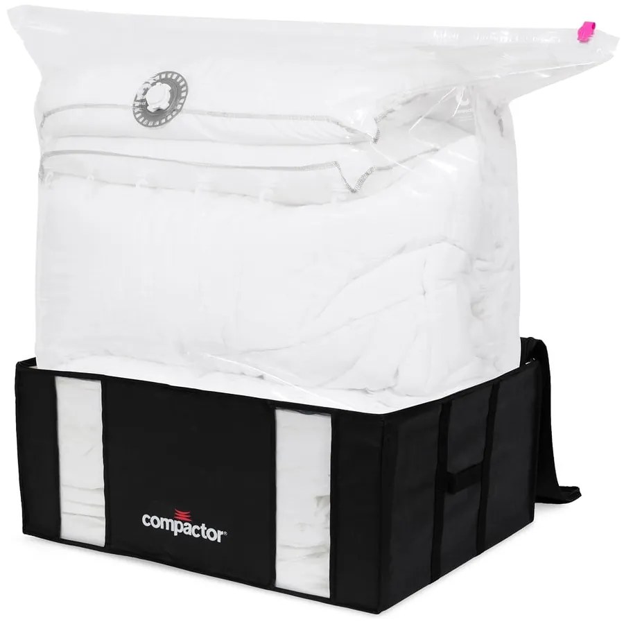 Cutii de depozitare pentru haine 2 buc. din material textil cu vacuum/cu pereți întăriți 50x65x27 cm Black Edition – Compactor