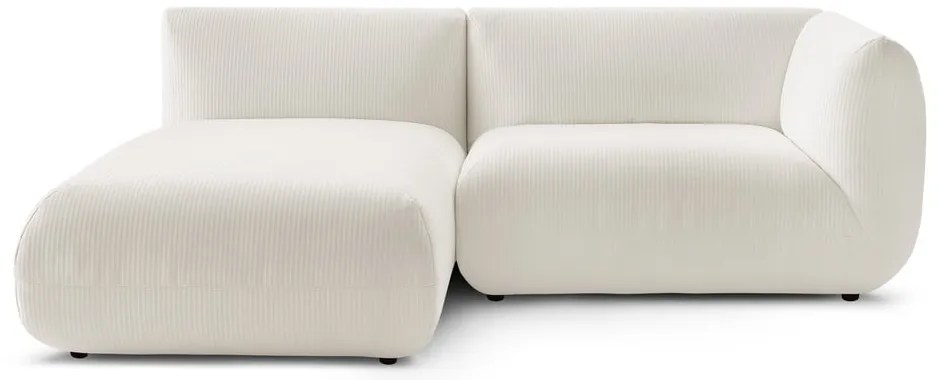 Colțar alb cu tapițerie din catifea reiată (cu colț pe partea stângă ) Lecomte – Bobochic Paris