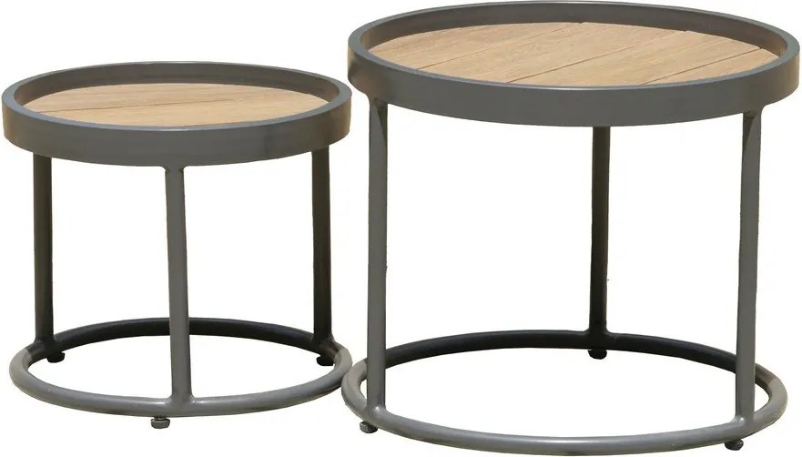 Mese auxiliare de grădină 2 buc. rotunde ø 50 cm Silea – Garden Pleasure