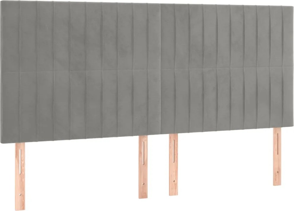 vidaXL Tăblie de pat gri deschis 200x5x118/128 cm catifea