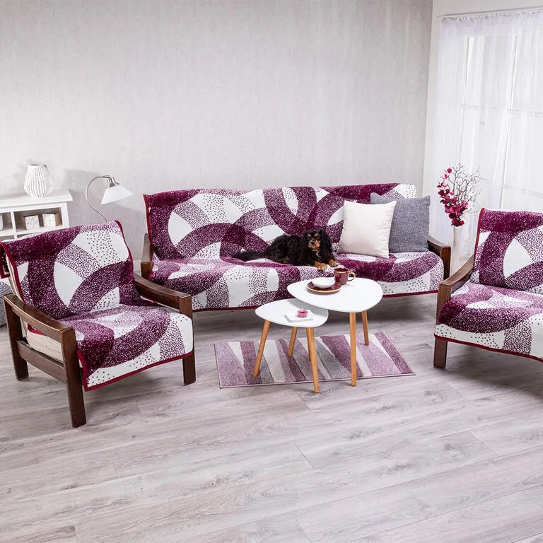 Cuverturi pentru canapea şi fotolii TATIANA, bordo 3+1+1