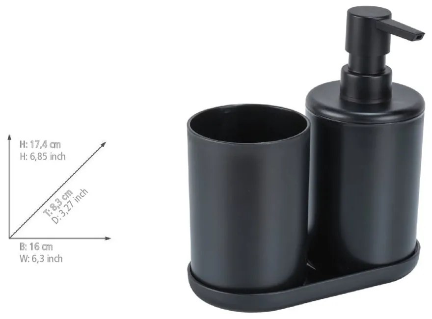 Set de accesorii de baie negru din plastic Fano – Allstar