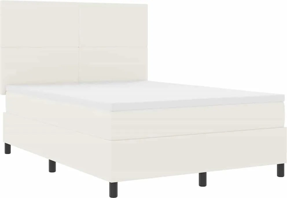 vidaXL Pat cu arcuri Crema și Alb 140 x 190 cm Țesătură din corduroy