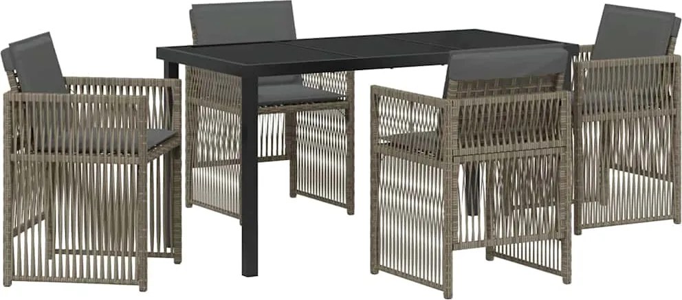 vidaXL Set de masă pentru grădină 5 pcs Gri Oțel vopsit electrostatic