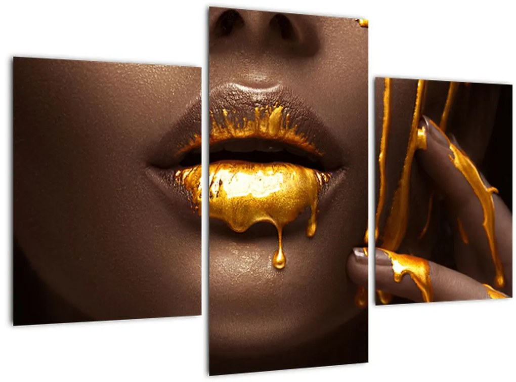 Tablou - Femeie cu buze aurii (90x60 cm)