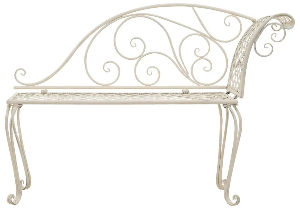 45431 vidaXL Bancă șezlong de grădină, alb vintage, 128 cm, metal