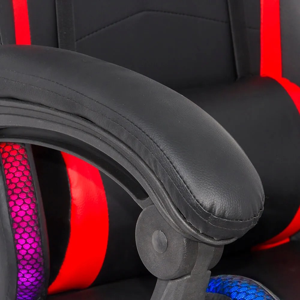Scaun de gaming cu iluminare RGB din piele sintetică OFF 303 rosu cu negru