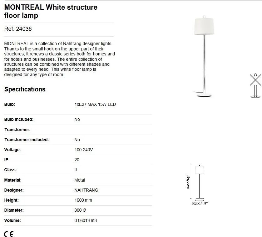 Lampadar / Lampa de podea moderna design elegant MONTREAL alba
