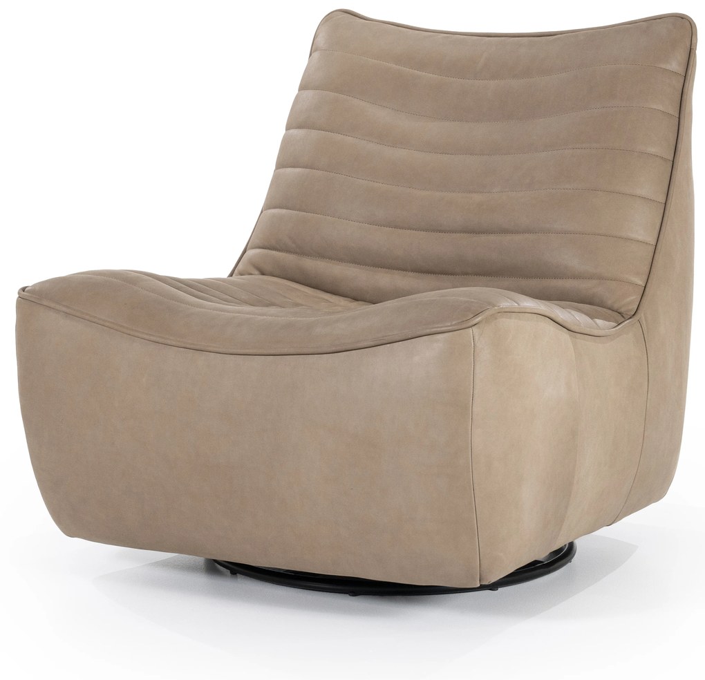 Fotoliu Matthew din piele, metal și lemn taupe