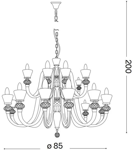 Lustră pe cablu Ideal Lux STRAUSS 18xE14/40W/230V