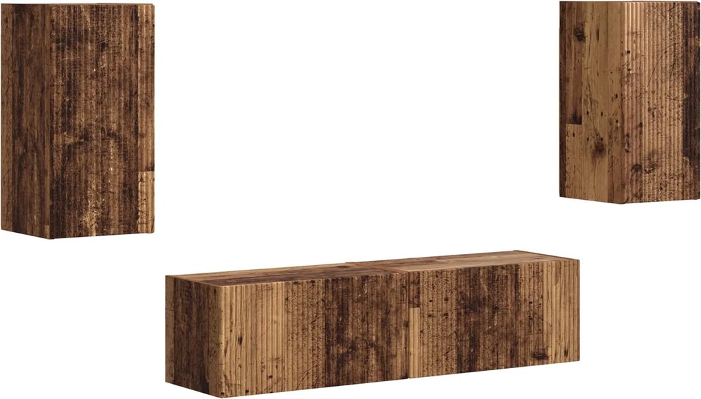 vidaXL Set comodă TV 4 pcs Lemn vechi Lemn compozit
