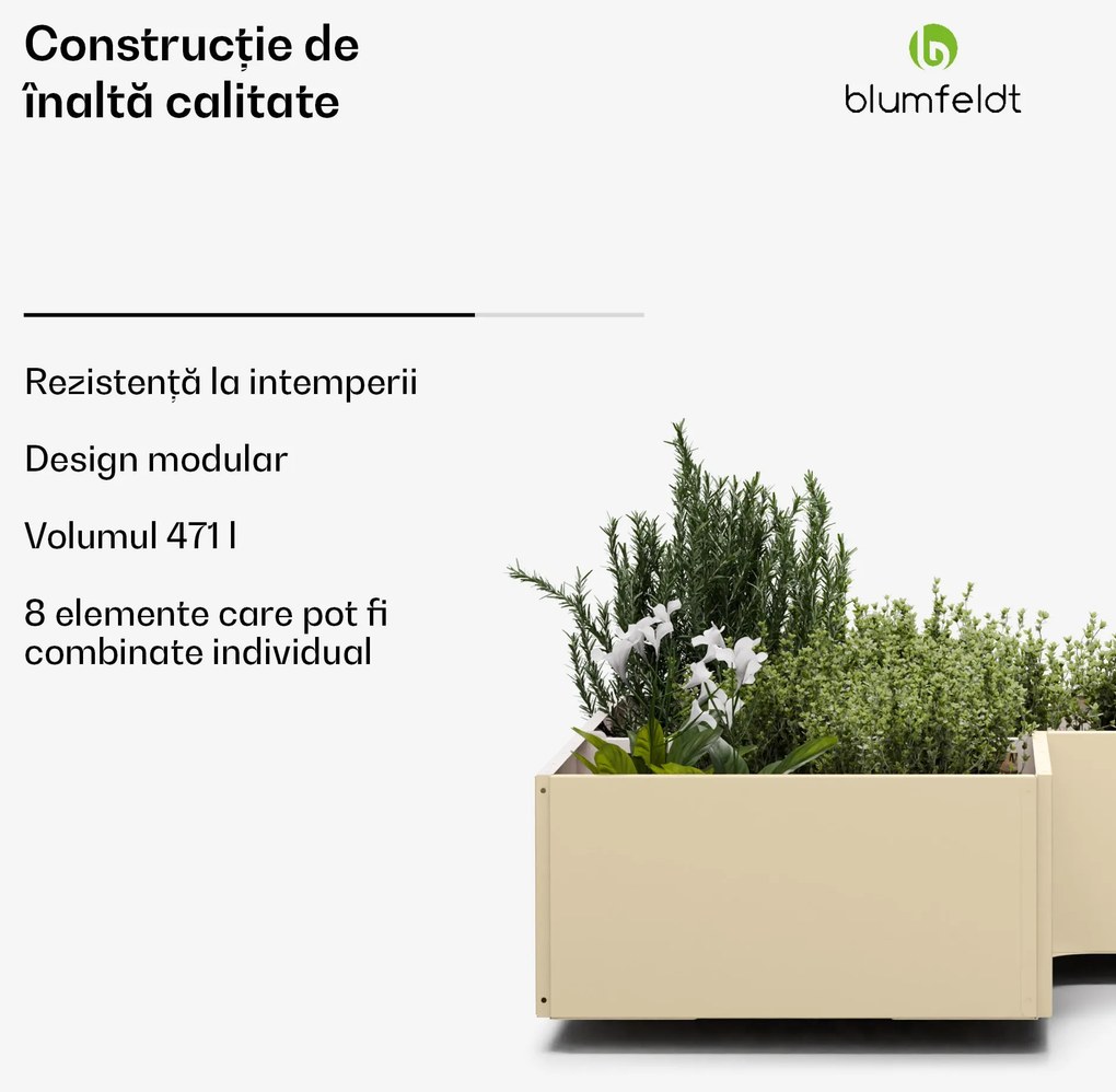 Ghiveci de grădină Versagrow cu 8 module, formă individuală, grosime 1 mm, oțel inoxidabil