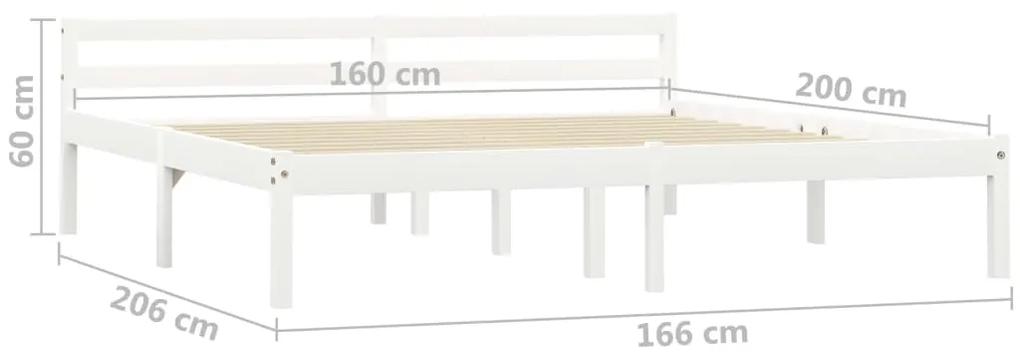 Cadru de pat, alb, 160 x 200 cm, lemn masiv de pin Alb, 160 x 200 cm
