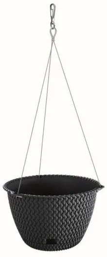 Ghiveci decorativ cu lant, rotund, antracit, 23x14.5 cm, Splofy WS