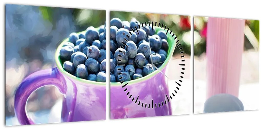 Tablou - afine într-o ceașcă (cu ceas) (90x30 cm)