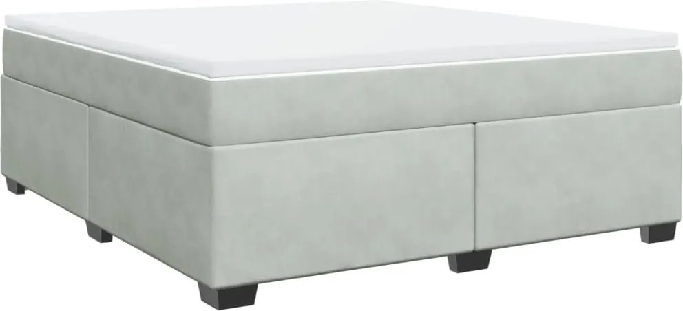 vidaXL Pat box spring cu saltea, gri deschis, 180x200 cm, catifea