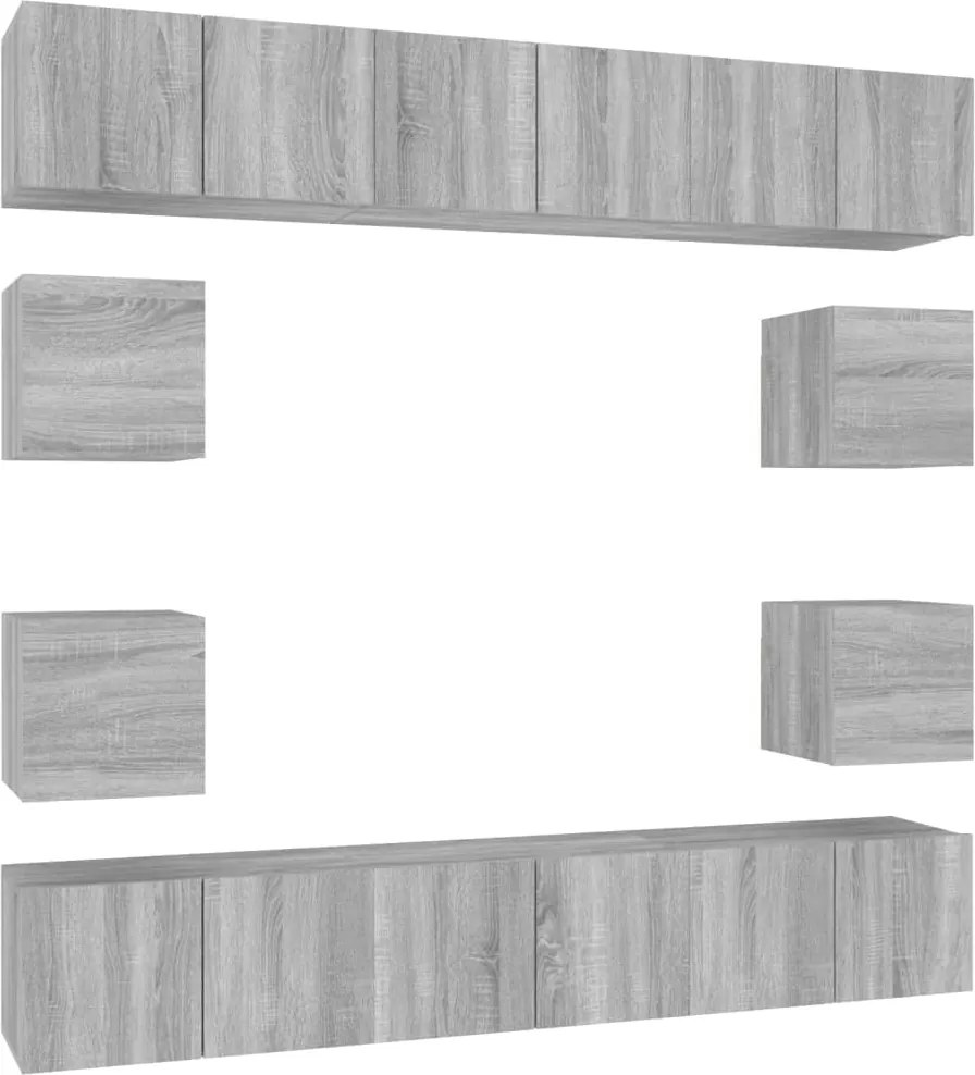 vidaXL Set dulapuri TV, 10 piese, gri sonoma, lemn compozit