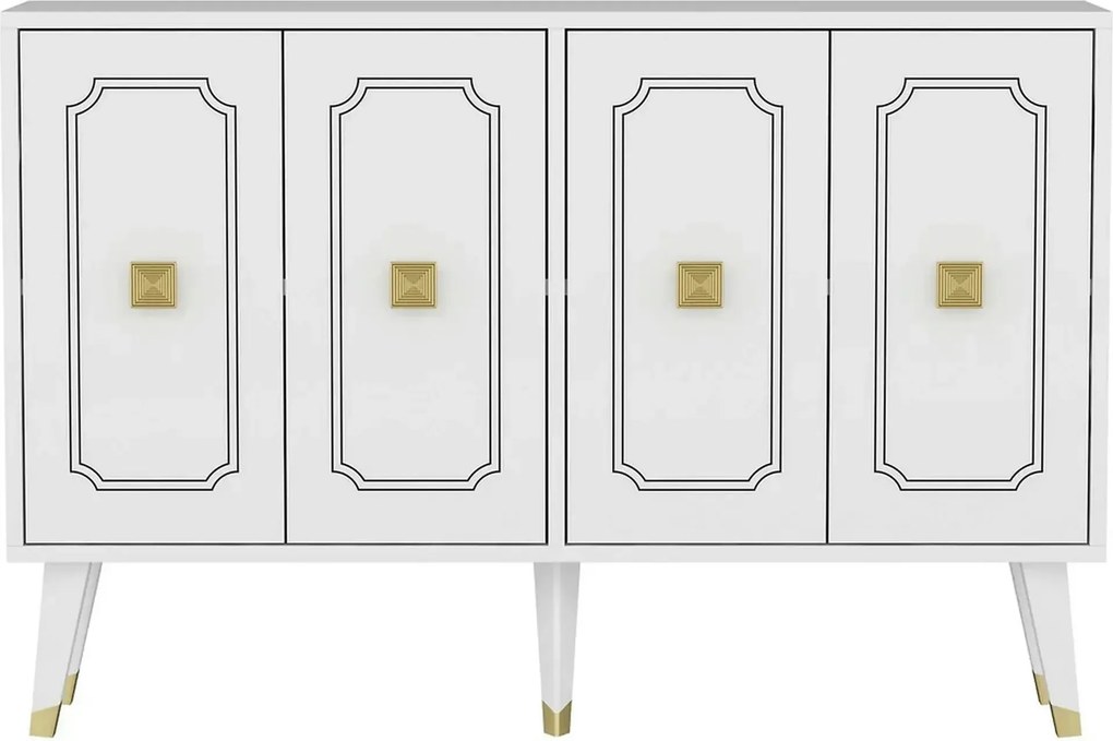 Comoda ROLAND, alb/auriu, PAL melaminat, 120x30x80 cm