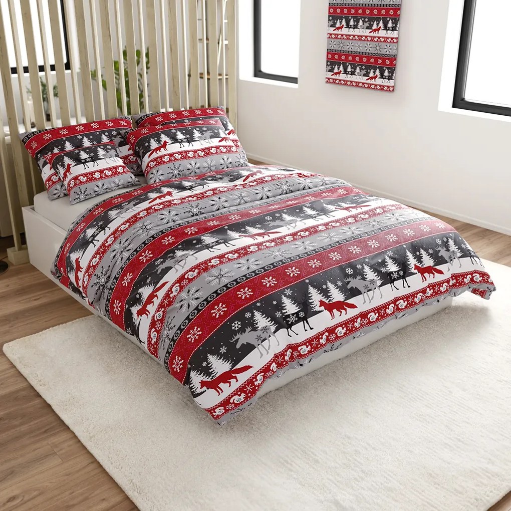 Lenjerie cocolino gri NOWY FOREST Dimensiune lenjerie de pat: 70 x 90 cm | 140 x 220 cm