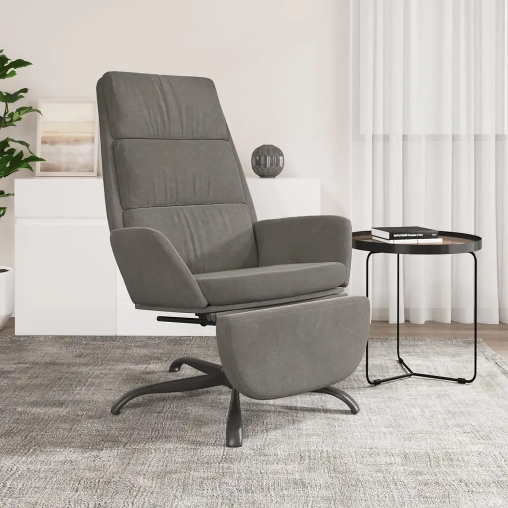 3097908 vidaXL Scaun de relaxare cu taburet, gri deschis, catifea