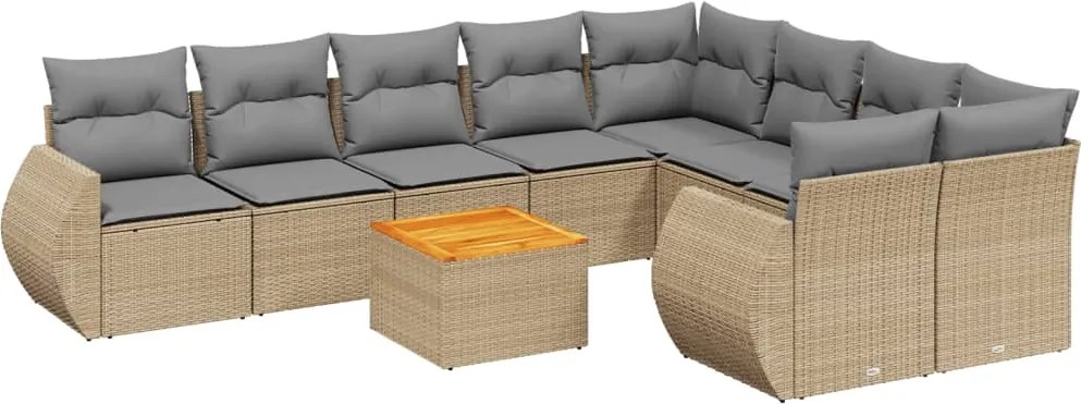 vidaXL Set canapele de grădină cu perne, 10 piese, bej, poliratan