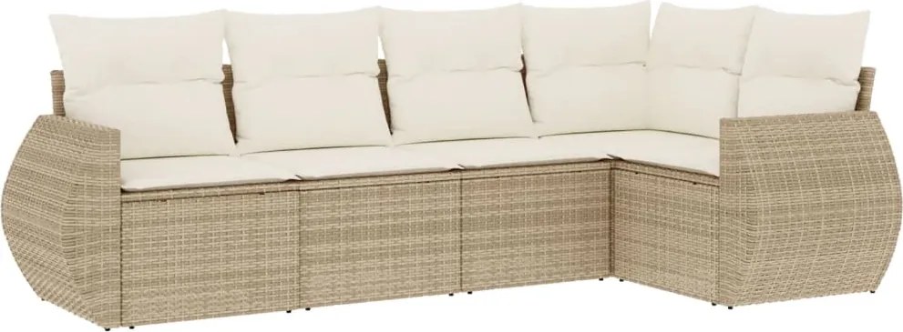 vidaXL Set canapele de grădină cu perne, 5 piese, bej, poliratan