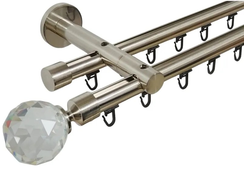 Galerie dubla PRINDERE PERETE suport universal TEAVA PROFIL -KULA CRYSTAL /19 -INOX (Alege marime: 160 cm)