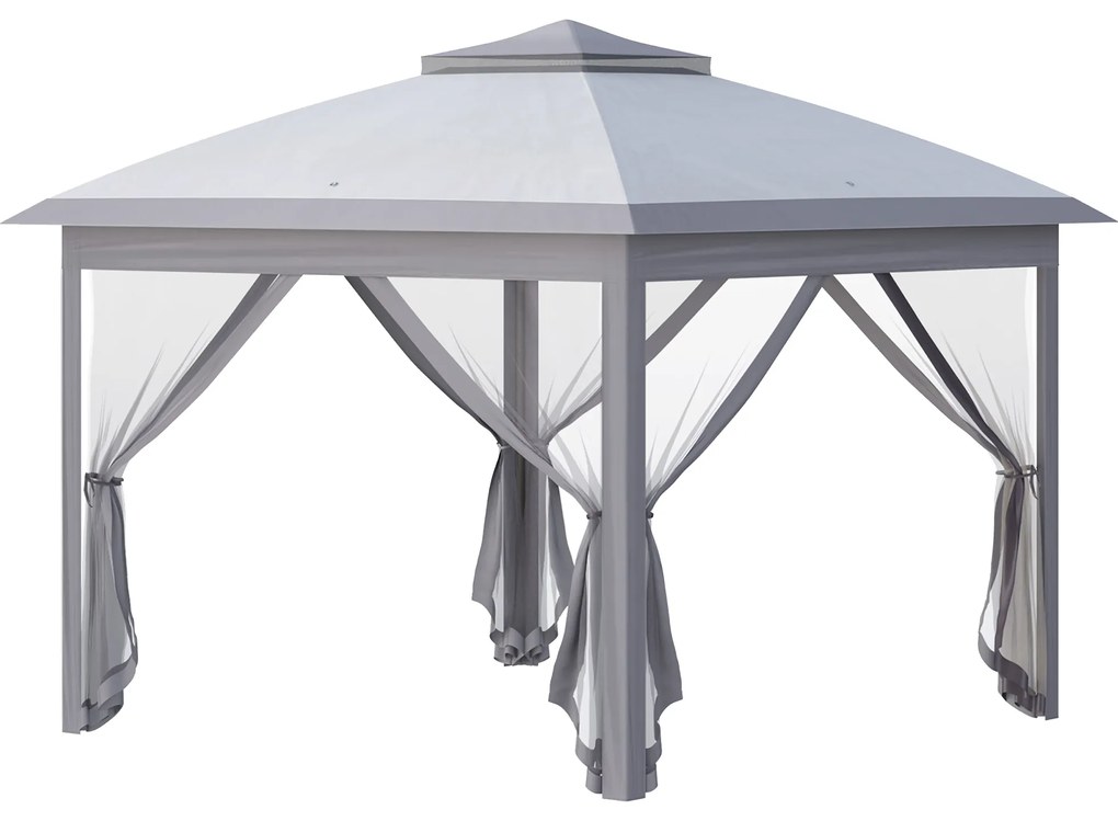 Outsunny Tonelă 3 x 3 m foisor de grădină Pop-up cort pliant dublu acoperiș 4 plase de țânțari detașabile cu fermoar + sac de transport | Aosom Romania