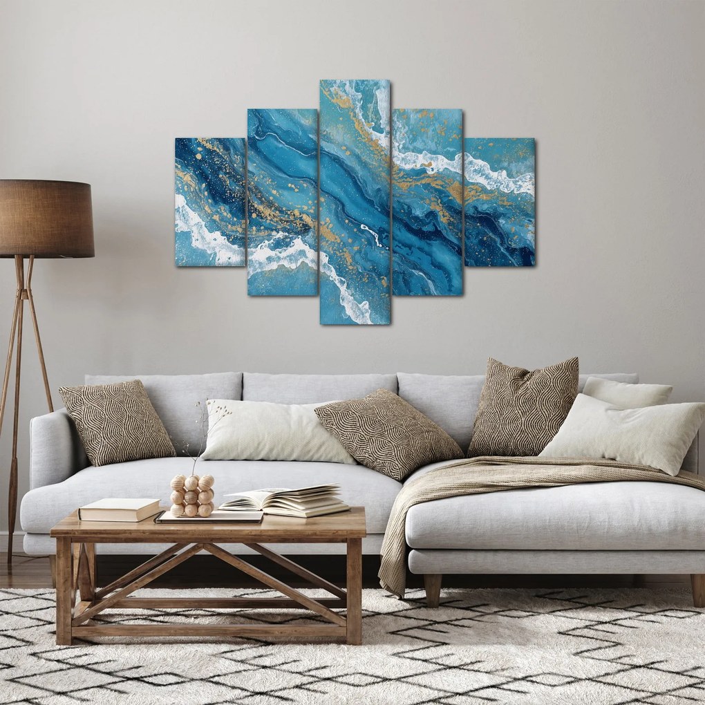 Tablou - Marmură bleu cu aur II. (150x105 cm)