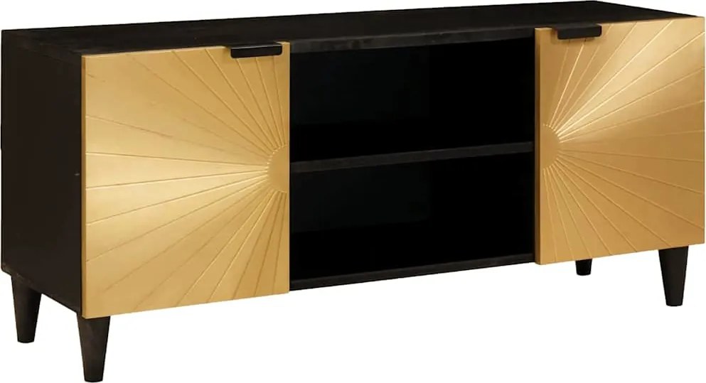 vidaXL Cabinet TV cu raft Negru și Aur 105 x 33 x 46 cm Lemn compozit