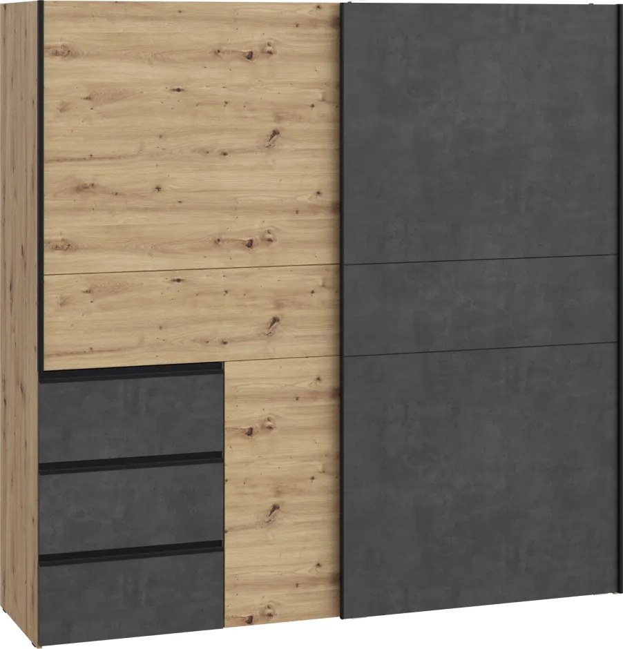 Dulap, stejar artisan/gri închis beton, VIOLO