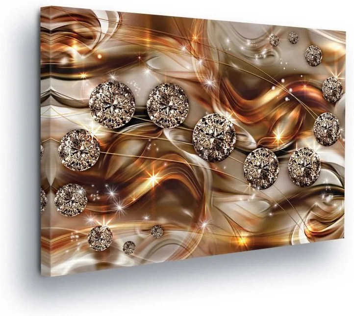 GLIX Tablou - Gold Storm with Diamonds 50x70 cm