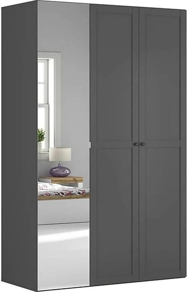 Dulap FLEX, gri grafit, PAL, cu 3 usi si oglinda, 150x66x240 cm