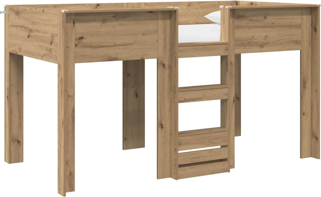 vidaXL Pat Etajat pentru Copii cu saltea Stejar Artizanal 100 x 200 cm