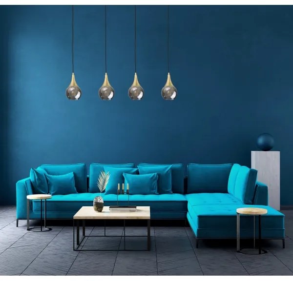 Lustră pe cablu LACRIMA SMOKY 4xE27/60W/230V