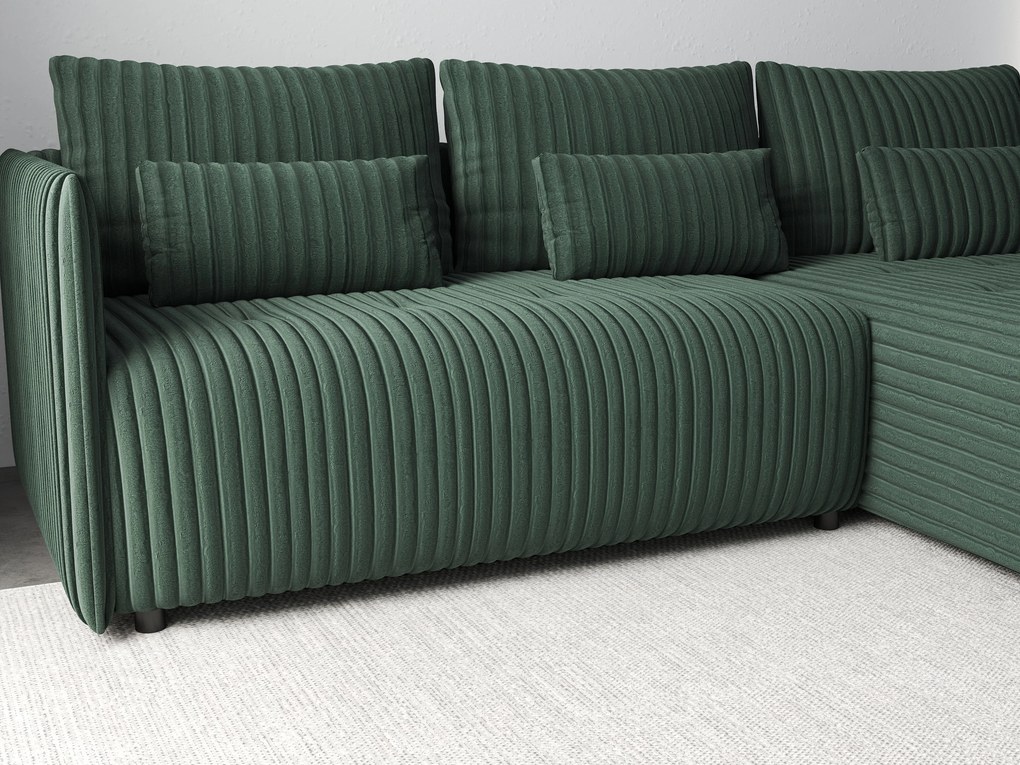 Colțar extensibil dumonde cu ladă de depozitare si sezut confortabil din spuma high-density, Malta Ambience Verde 235x185 cm