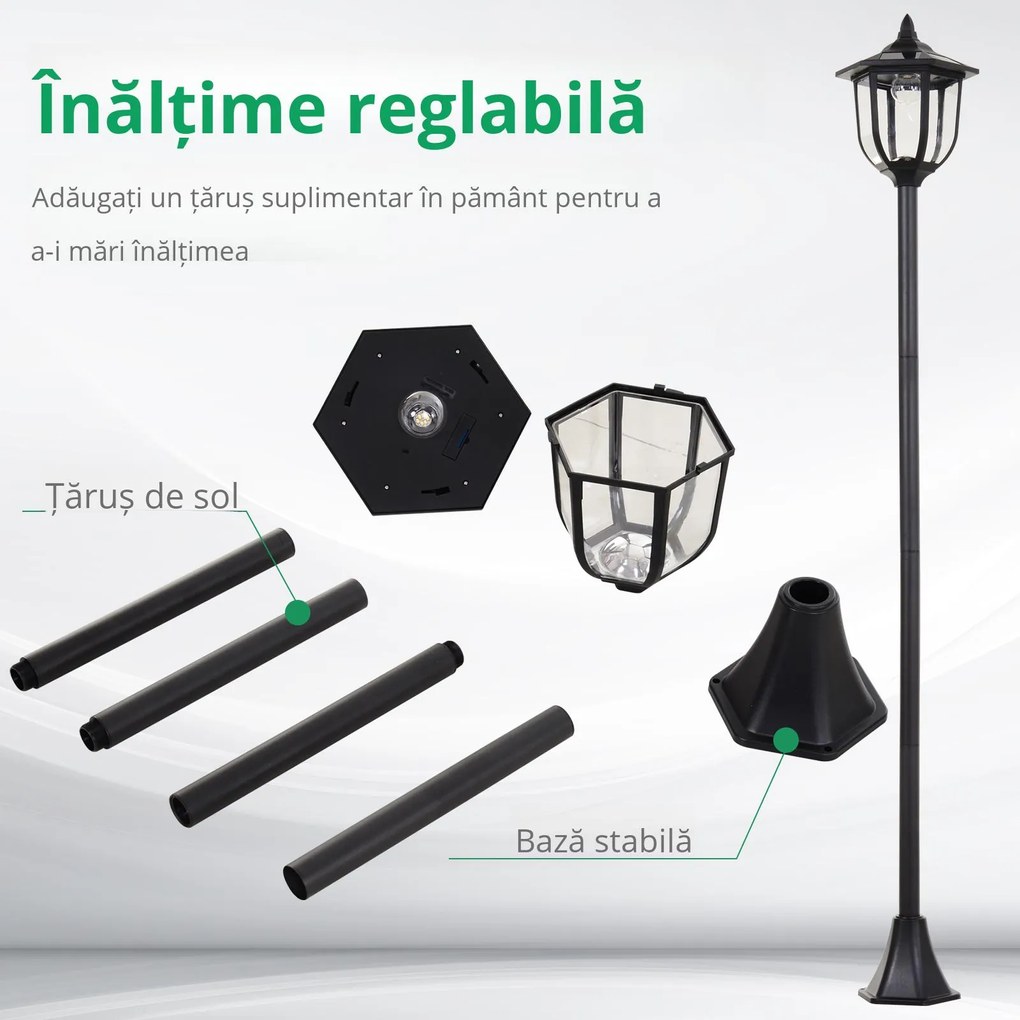 Outsunny Lampa de Extern cu 6 Lumini LED Pornire Automata Impermeabil | Aosom Romania