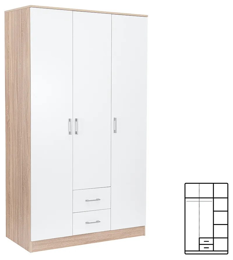 Dulap Miami 120x205 cm alb-stejar sonoma