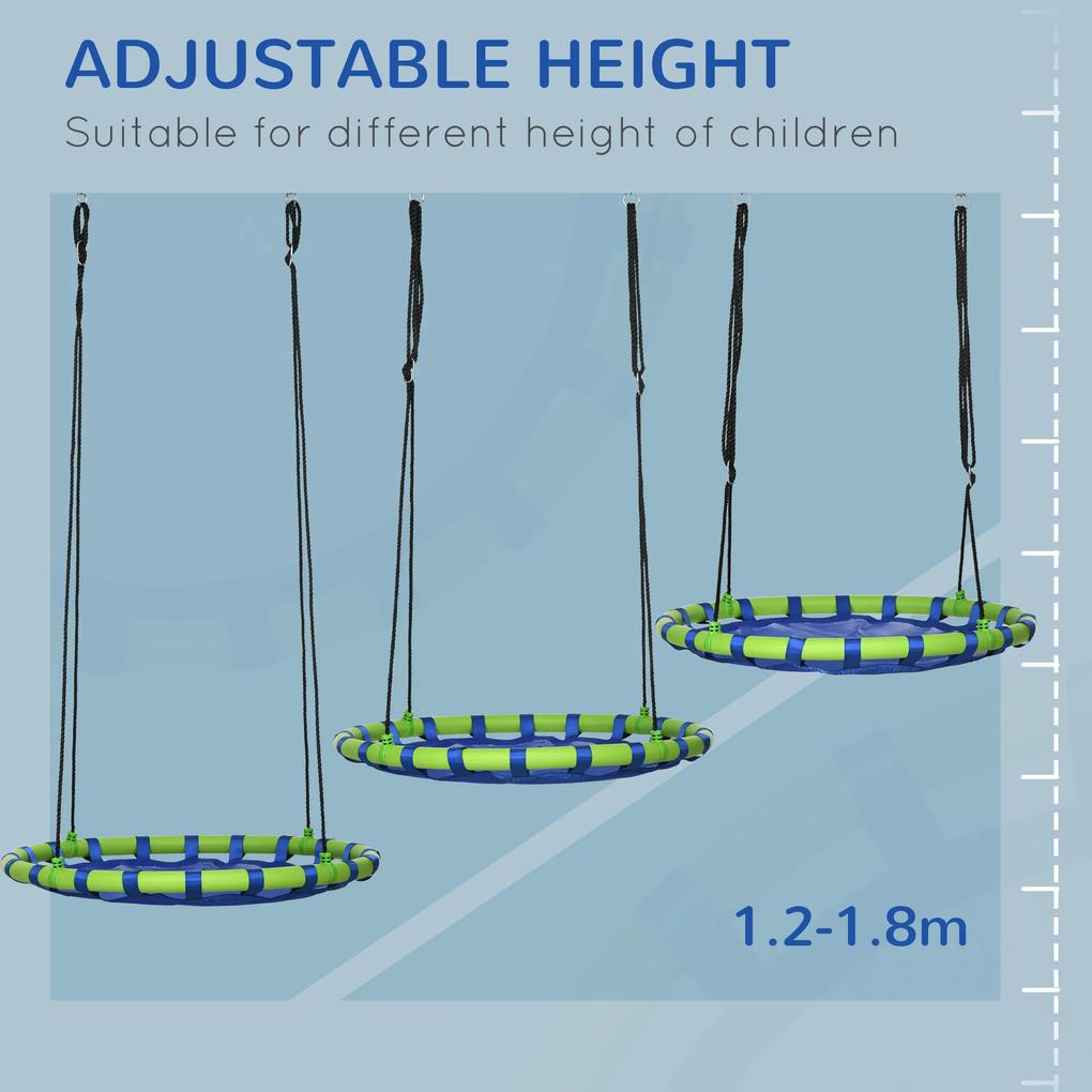 Outsunny Leagăn de Grădină pentru Copii 3-8 Ani, Ø100cm, Frânghii Reglabile, Albastru, Siguranță Maximă | Aosom Romania