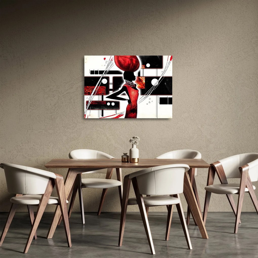 Tablou pe sticlă picuturii cu damă străveche (70x50 cm)